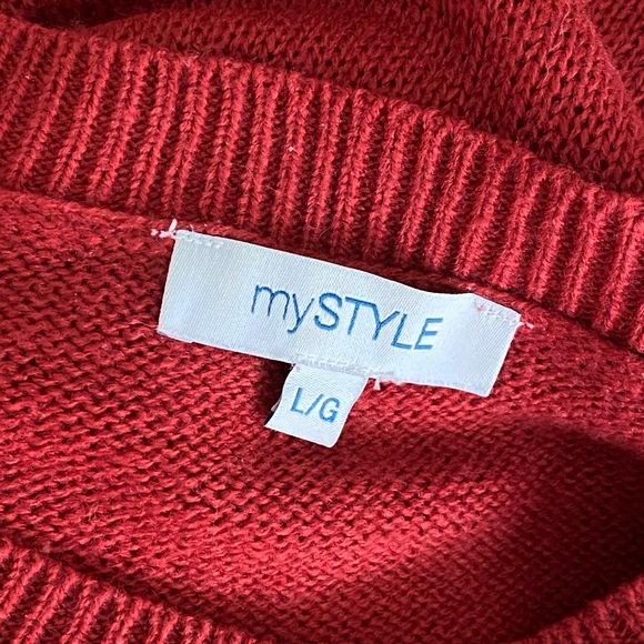 🧶Brick red acrylic knit sweater. - Picture 3 of 4